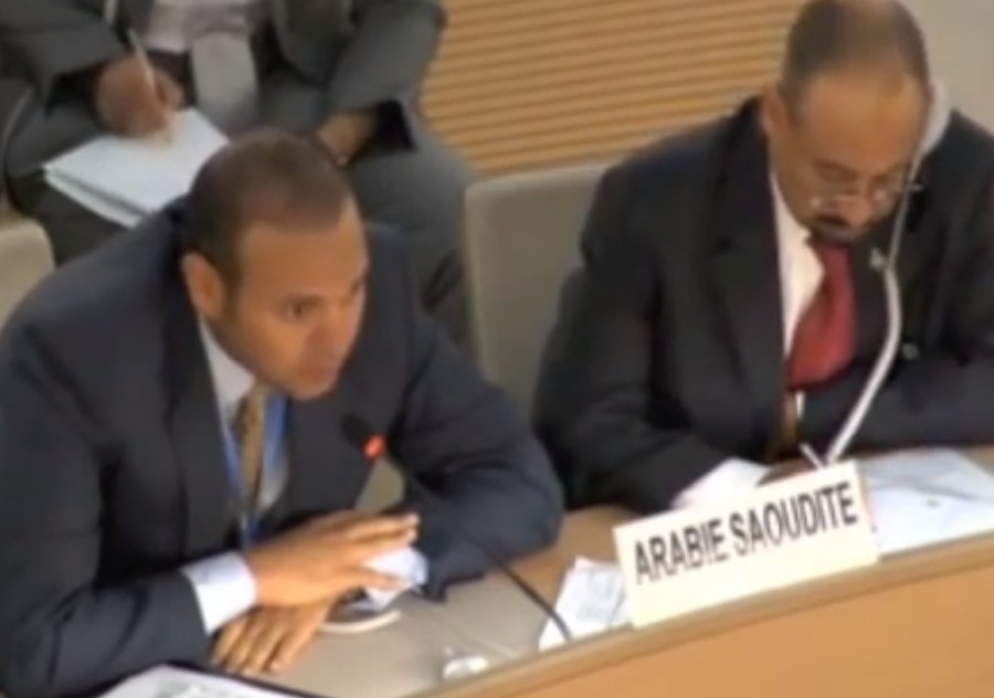 The Saudi representative trying to gag criticism of Saudi Arabia at the Human rights council in Geneva on June 23, 2014