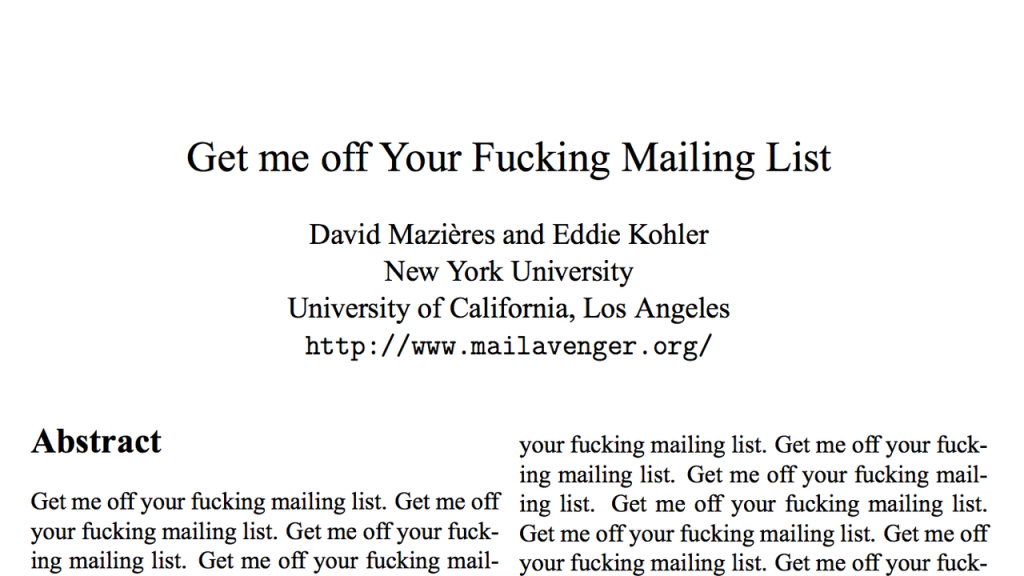 get me off your fucking mailing list